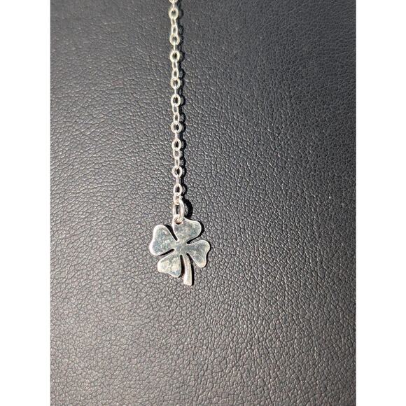 925 Sterling Silver Infinity Four Leaf Clover Lariat 16.75"-18.75" Necklace - Picture 4 of 6